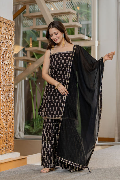 Kurta Sharara Set with Fine Gota Details