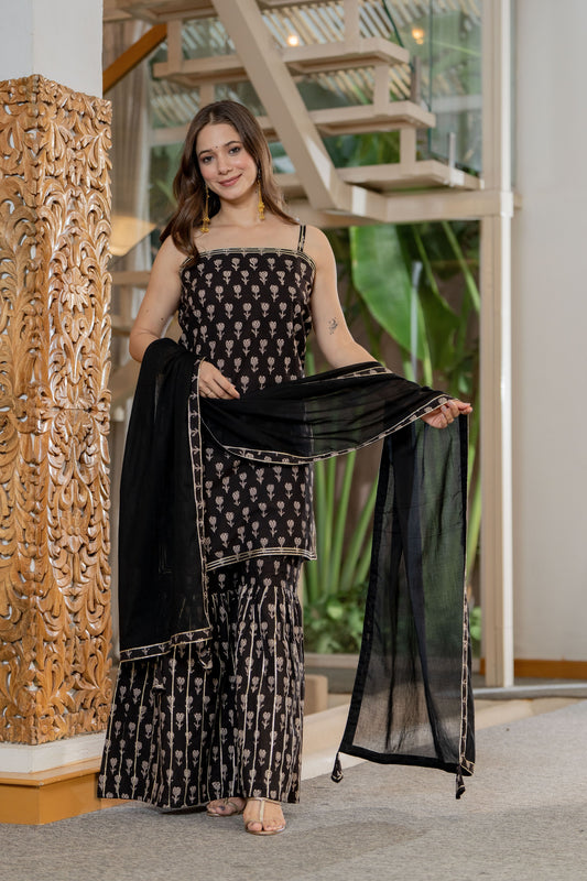 Kurta Sharara Set with Fine Gota Details