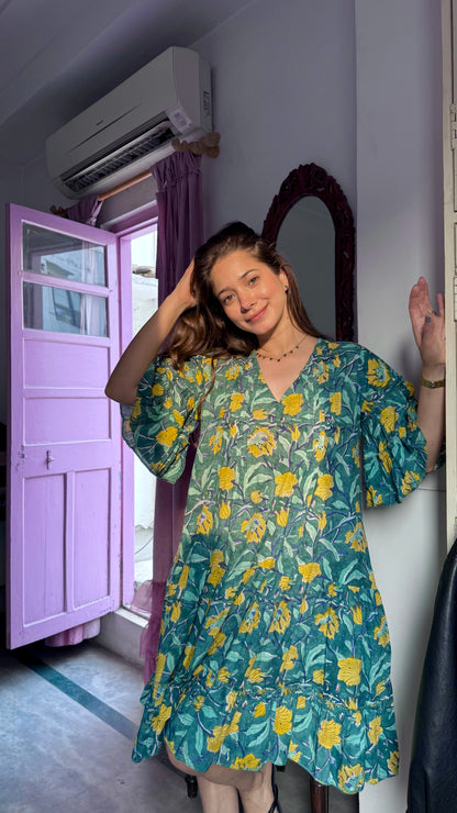 Emerald Cotton Short Dress