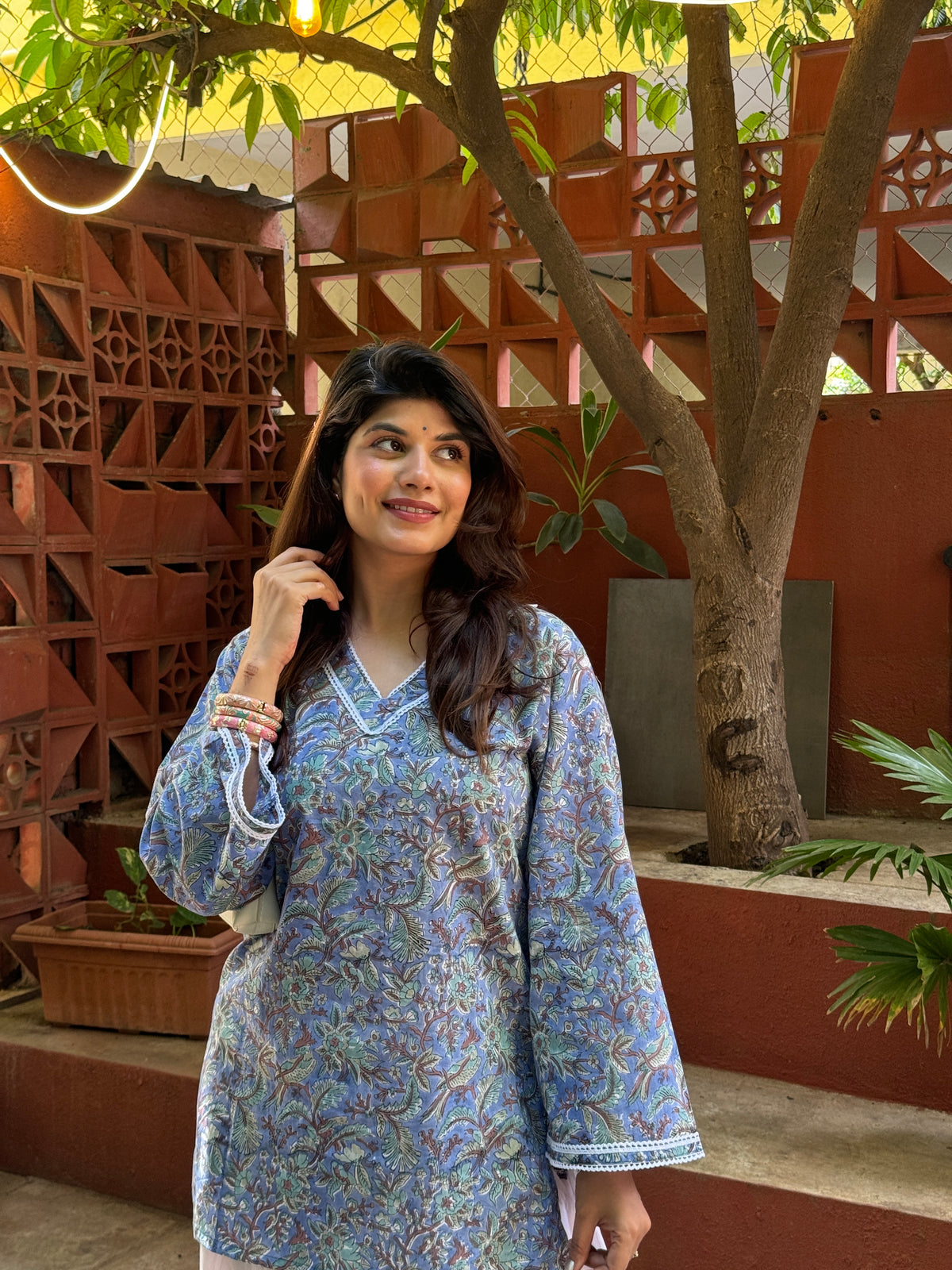 Sky blue Cotton farshi set