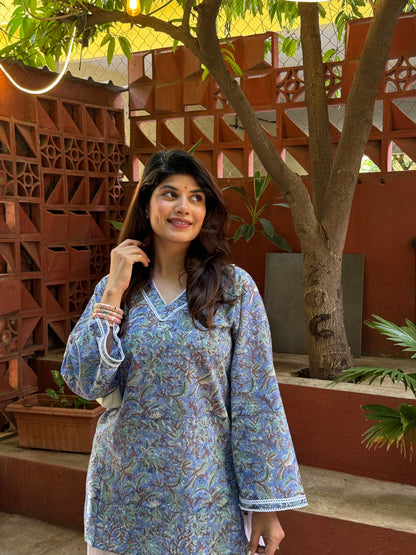 Sky blue Cotton farshi set