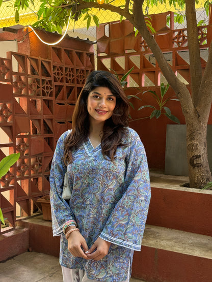 Sky blue Cotton farshi set